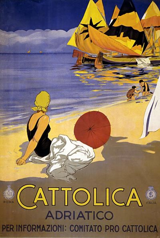 TV65 Vintage 1940's A4 Grado Alto Adriatico Italy Italian Travel Poster